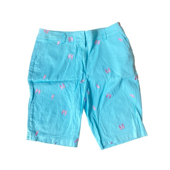Kim Rodgers Turquoise Bermuda Beach Shorts Women’s 16P Smooth Stretch Cotton - Picture 1 of 7